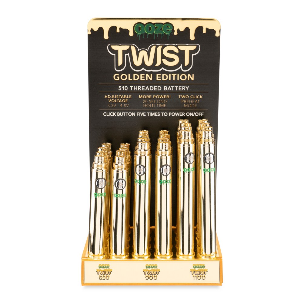 OOZE Twist Battery Golden Edition Display 24 Count, thc, , cartridge